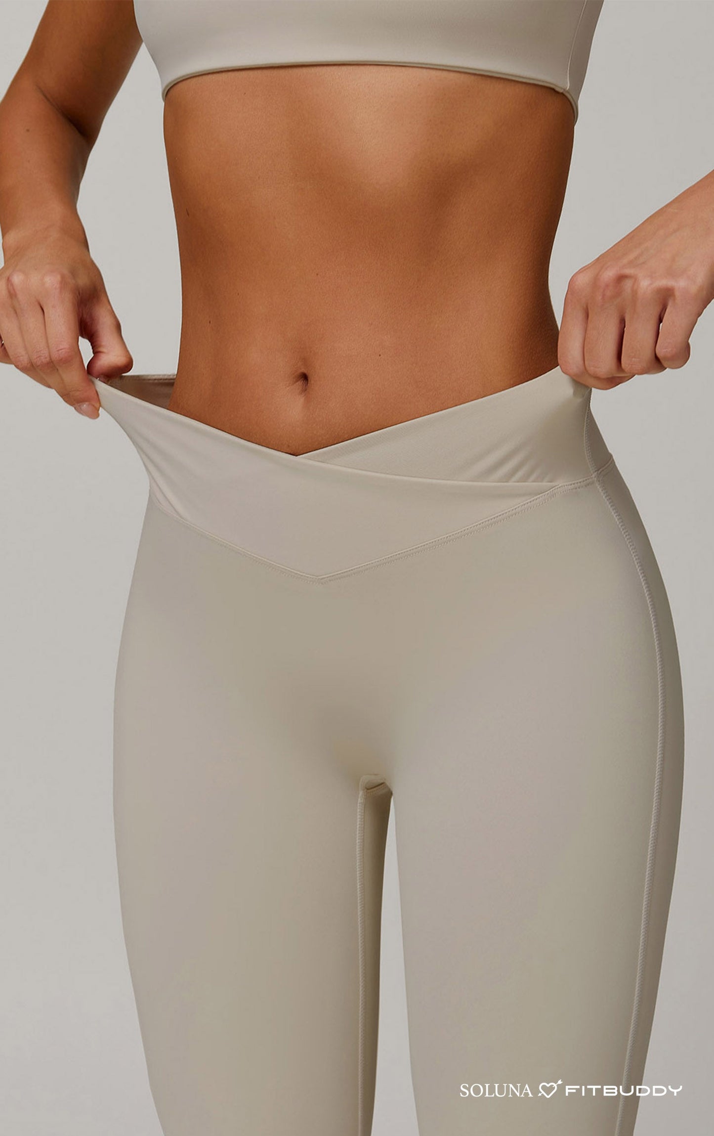 Fitbuddy Seamless Leggings GZL57 – Light Khaki – Squatproof, Ademend & High Stretch – Dames – Maat L