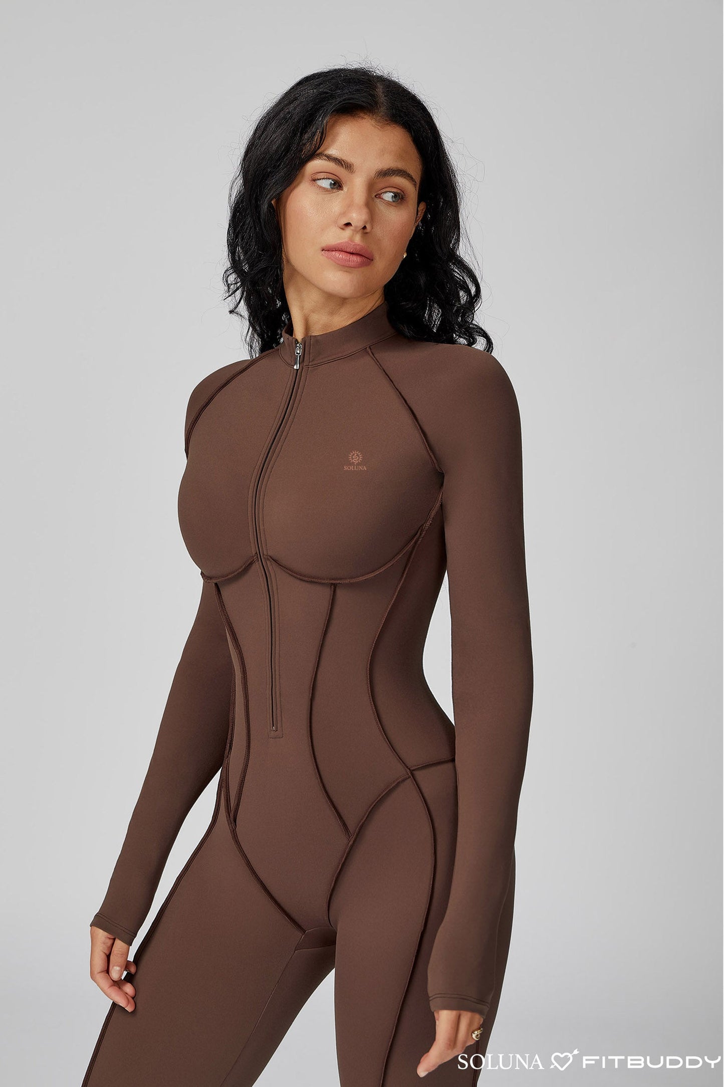 Fitbuddy Seamless Jumpsuit GZL105 – Brown – Shaping, Ademend & Squatproof – Dames – Maat XL