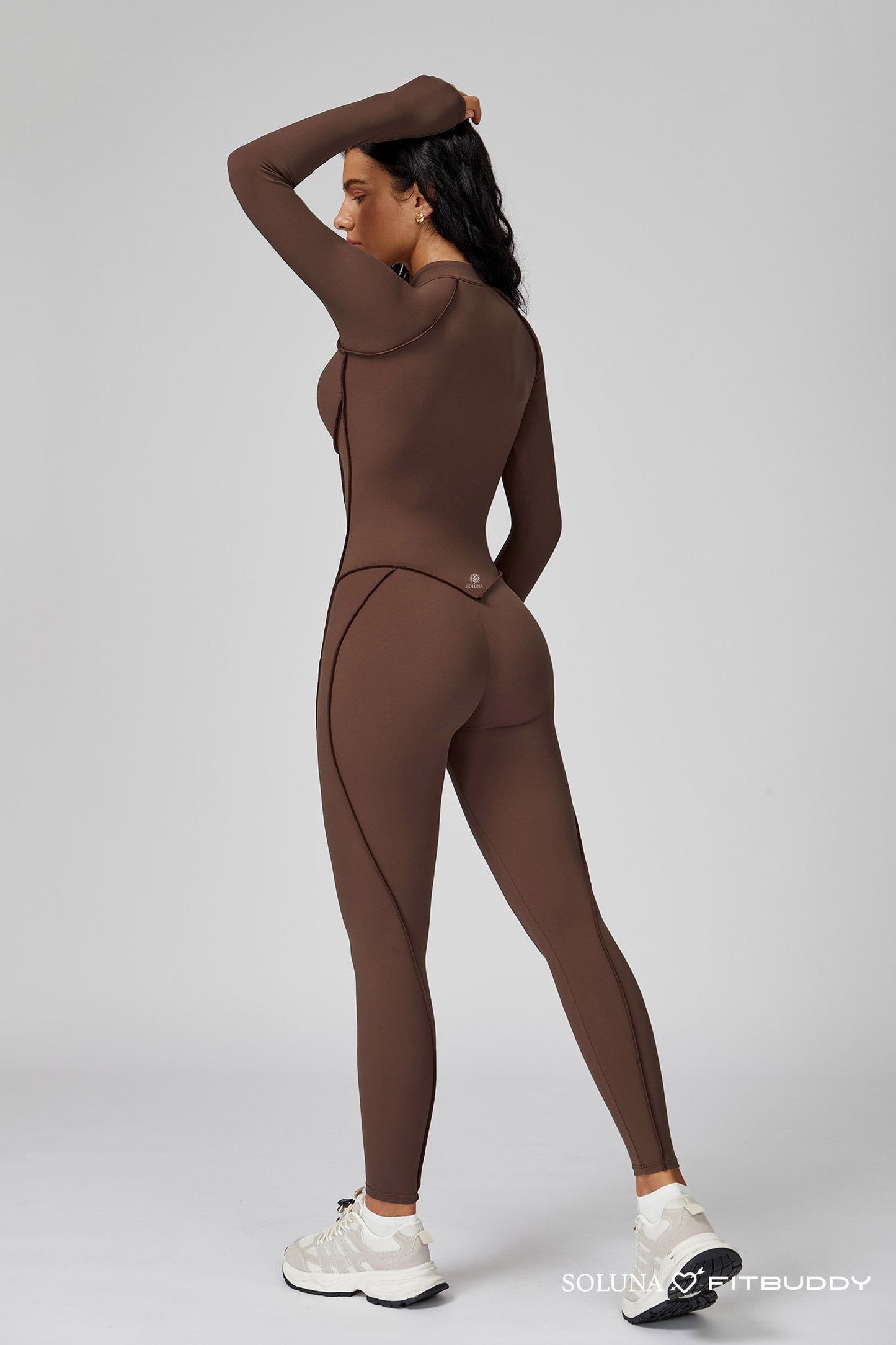 Fitbuddy Seamless Jumpsuit GZL105 – Brown – Shaping, Ademend & Squatproof – Dames – Maat XL