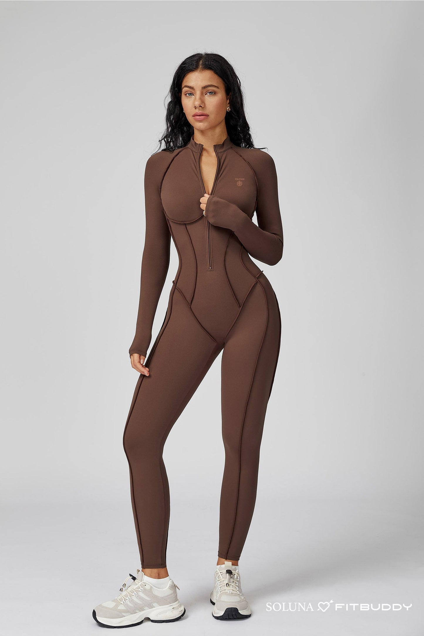 Fitbuddy Seamless Jumpsuit GZL105 – Brown – Shaping, Ademend & Squatproof – Dames – Maat XL