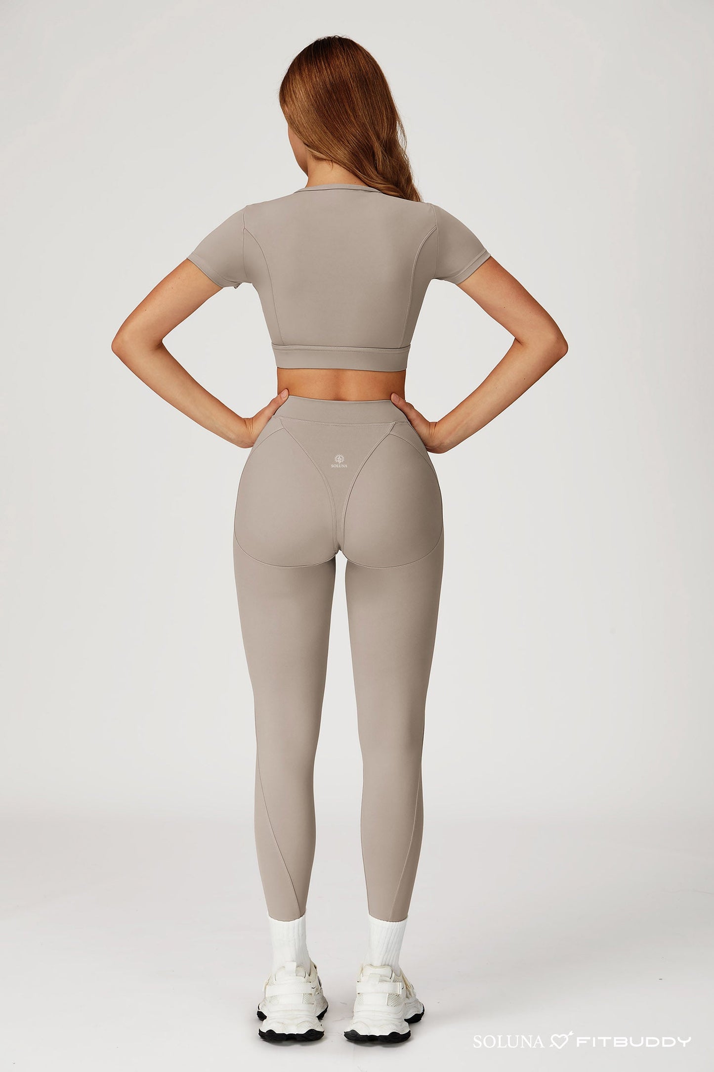 Fitbuddy Seamless Sport Legging GZL115 – Camel Grey – High Waist, Squatproof & Shaping – Dames – Maat XL