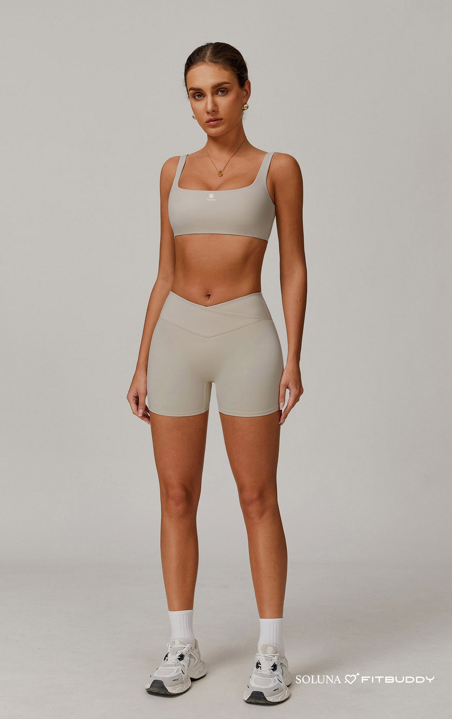 Fitbuddy Seamless Shorts GZL56 – Light Khaki – High Waist, Squatproof & Ademend – Dames – Maat S