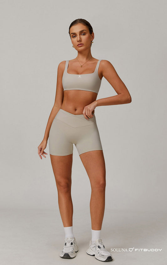 Fitbuddy Seamless Shorts GZL56 – Light Khaki – High Waist, Squatproof & Ademend – Dames – Maat S